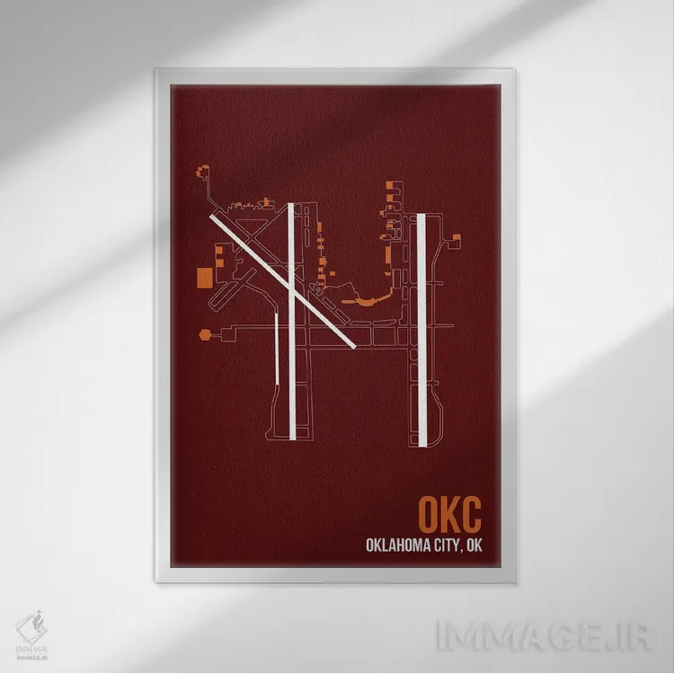 تابلو دکوراتیو اوکلاهاما سیتی اثر ۰۸ لفت - نمای قابدار سفید