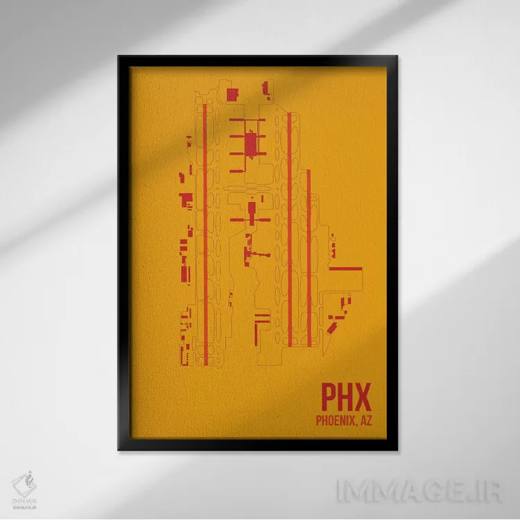 تابلو دکوراتیو فونیکس اسکای هاربر اثر ۰۸ لفت - نمای قابدار مشکی