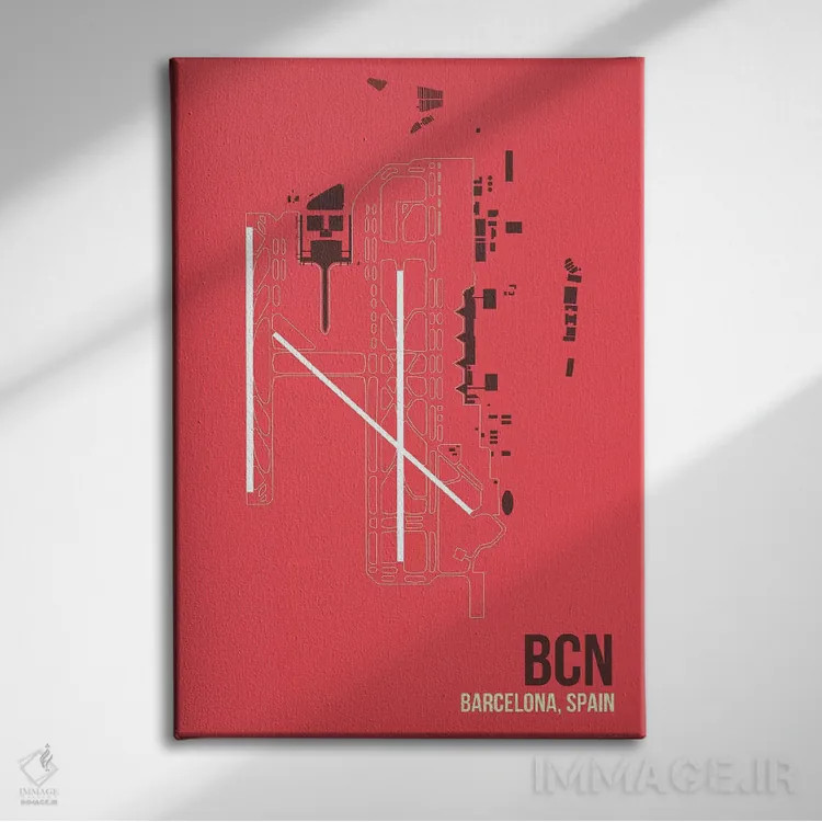 تابلو دکوراتیو نقشه BCN، بارسلونا، اسپانیا اثر ۰۸ لفت - نمای روبهرو روی دیوار