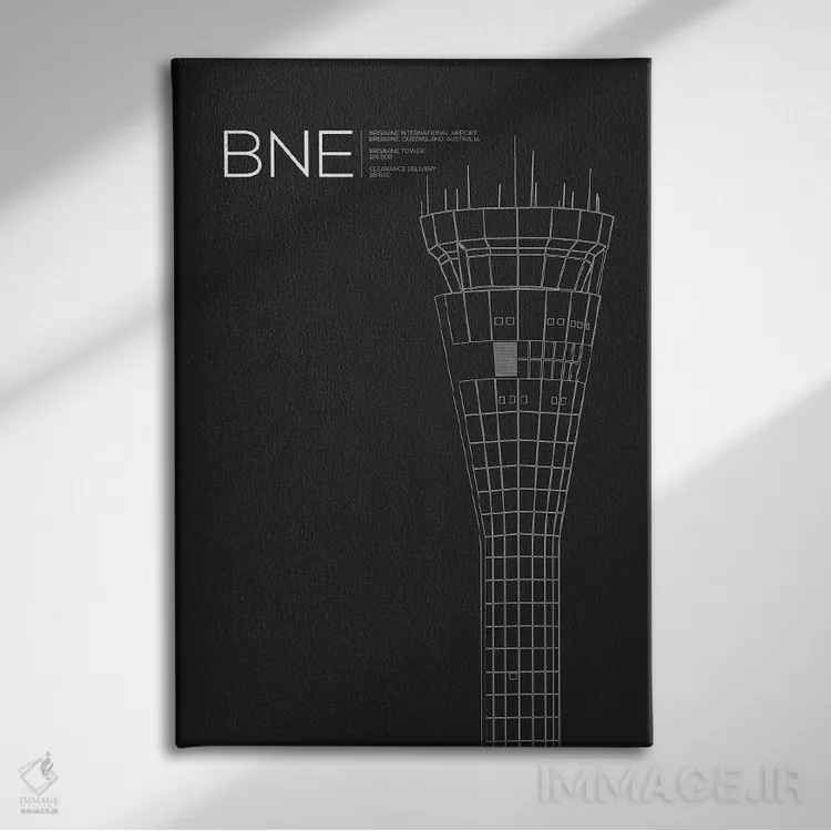 تابلو دکوراتیو برج BNE، فرودگاه بین المللی بریزبن اثر ۰۸ لفت - نمای روبهرو روی دیوار