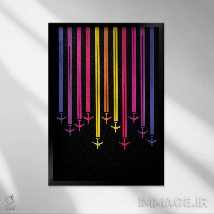 تابلو دکوراتیو سرزنده اثر ۰۸ لفت - نمای قابدار مشکی