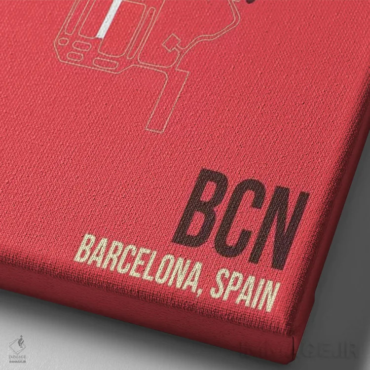 تابلو دکوراتیو نقشه BCN، بارسلونا، اسپانیا اثر ۰۸ لفت - نمای نزدیک بافت بوم