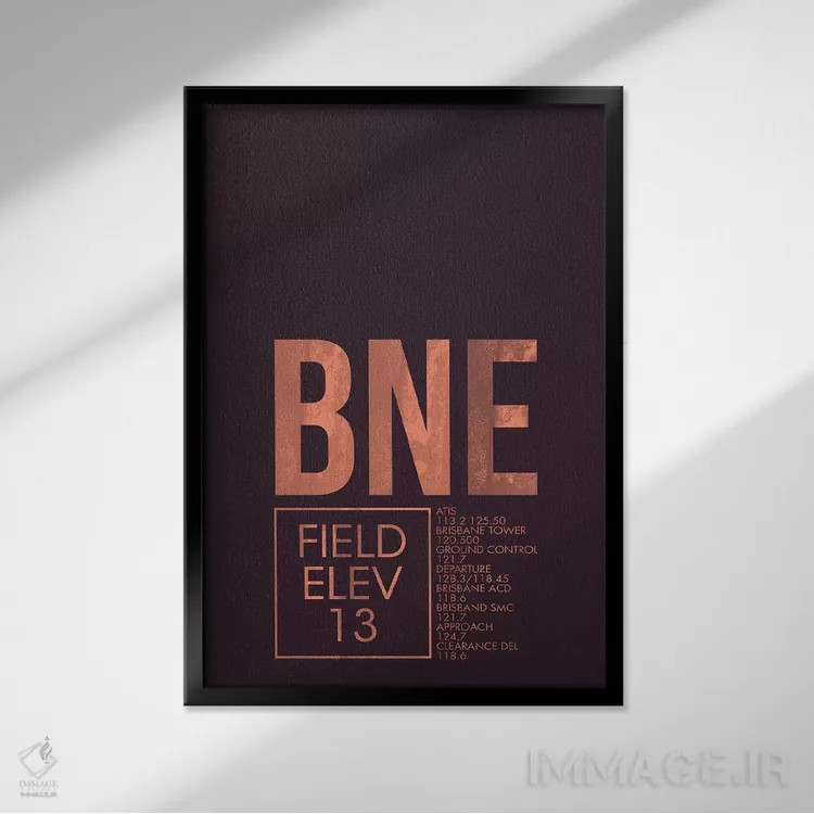 تابلو دکوراتیو کنترل ترافیک هوایی BNE، بریزبن اثر ۰۸ لفت - نمای قابدار مشکی