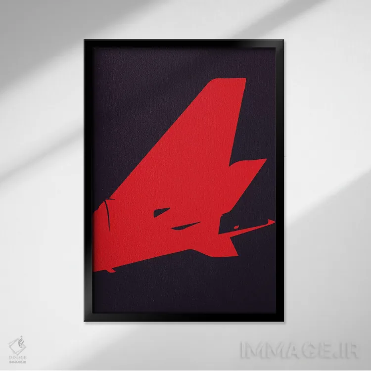 تابلو مینیمال دم هواپیما اثر ۰۸ لفت - نمای قابدار مشکی