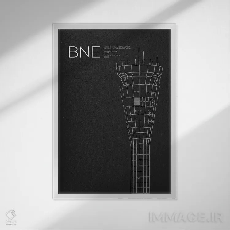 تابلو دکوراتیو برج BNE، فرودگاه بین المللی بریزبن اثر ۰۸ لفت - نمای قابدار سفید