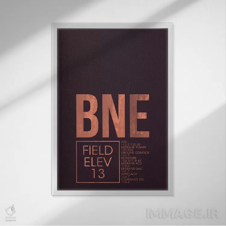 تابلو دکوراتیو کنترل ترافیک هوایی BNE، بریزبن اثر ۰۸ لفت - نمای قابدار سفید