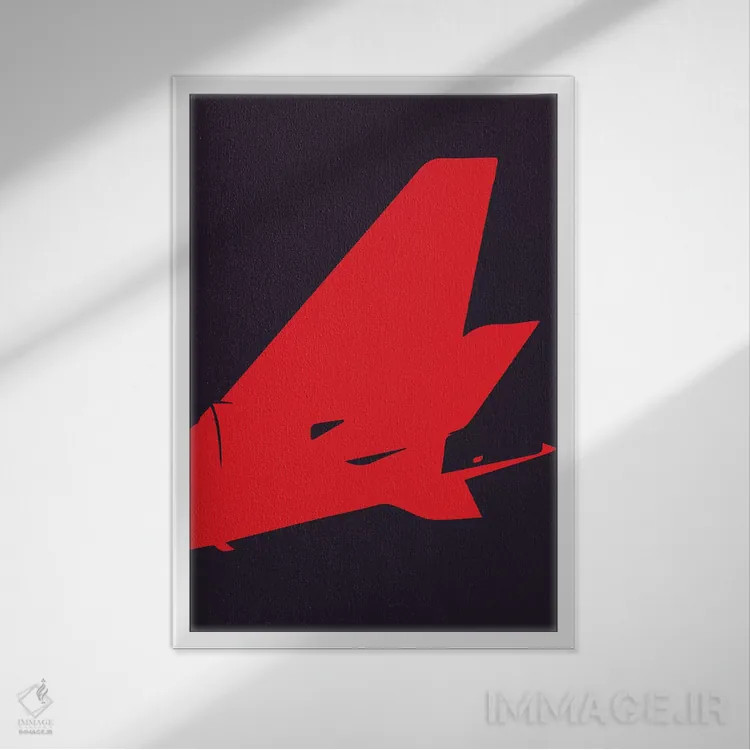 تابلو مینیمال دم هواپیما اثر ۰۸ لفت - نمای قابدار سفید