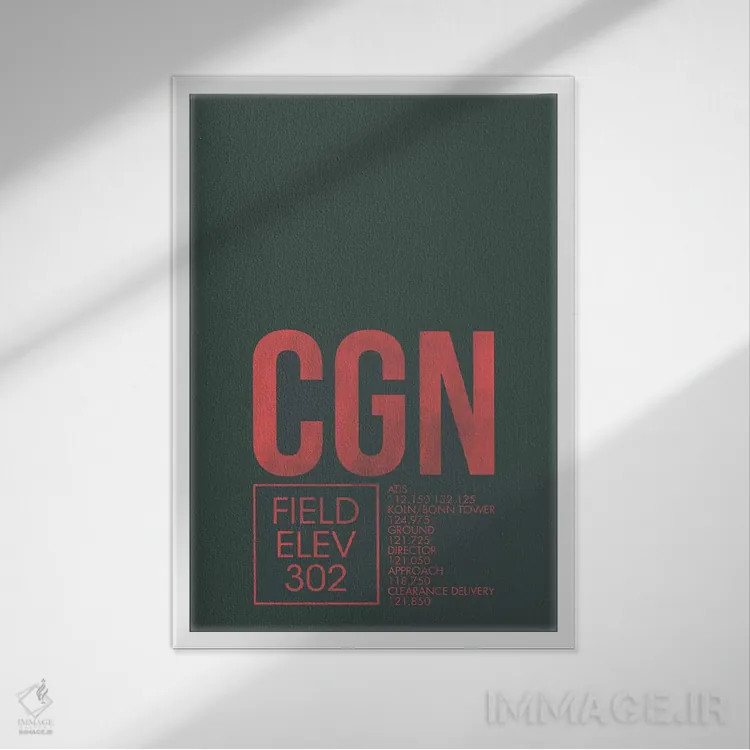 تابلو دکوراتیو کنترل ترافیک هوایی CGN، کلن، آلمان اثر ۰۸ لفت - نمای قابدار سفید