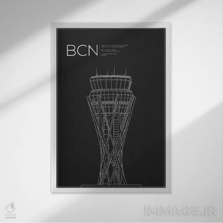 تابلو دکوراتیو برج BCN، بارسلونا، اسپانیا اثر ۰۸ لفت - نمای قابدار سفید