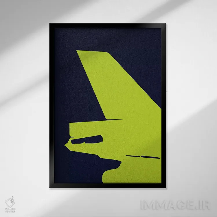 تابلو مینیمال دم هواپیمای DC-10 اثر ۰۸ لفت - نمای قابدار مشکی