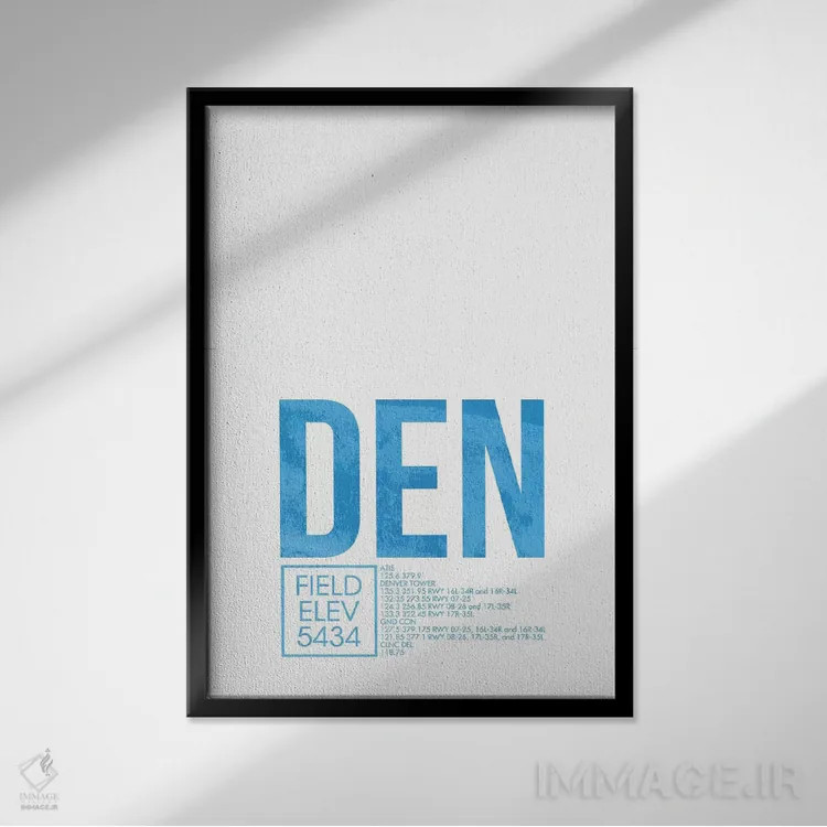تابلو دکوراتیو کنترل ترافیک هوایی DEN، دنور اثر ۰۸ لفت - نمای قابدار مشکی