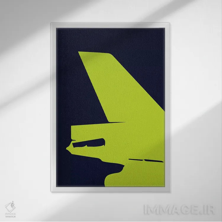 تابلو مینیمال دم هواپیمای DC-10 اثر ۰۸ لفت - نمای قابدار سفید