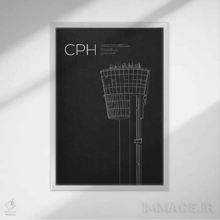 تابلو دکوراتیو برج CPH، کپنهاگ اثر ۰۸ لفت - نمای قابدار سفید