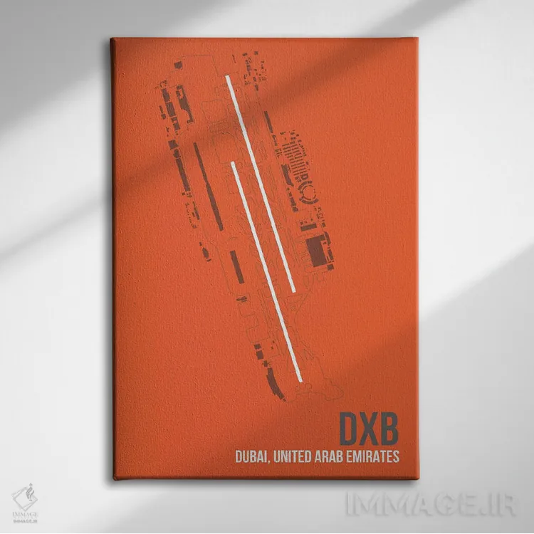 تابلو دکوراتیو نقشه DXB، دبی، امارات اثر ۰۸ لفت - نمای روبهرو روی دیوار