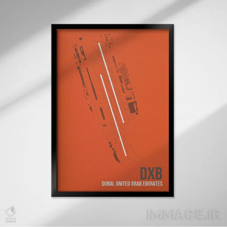 تابلو دکوراتیو نقشه DXB، دبی، امارات اثر ۰۸ لفت - نمای قابدار مشکی