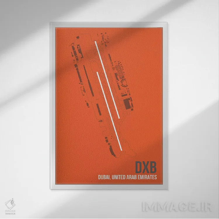 تابلو دکوراتیو نقشه DXB، دبی، امارات اثر ۰۸ لفت - نمای قابدار سفید