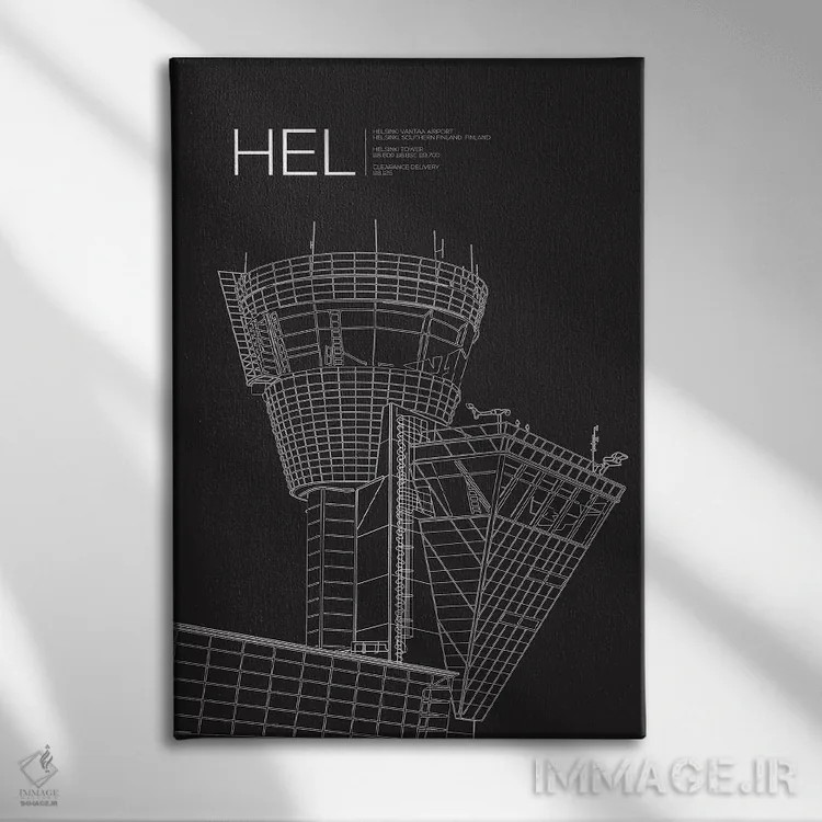 تابلو دکوراتیو برج مراقبت HEL، فرودگاه بین المللی هلسینکی اثر ۰۸ لفت - نمای روبهرو روی دیوار