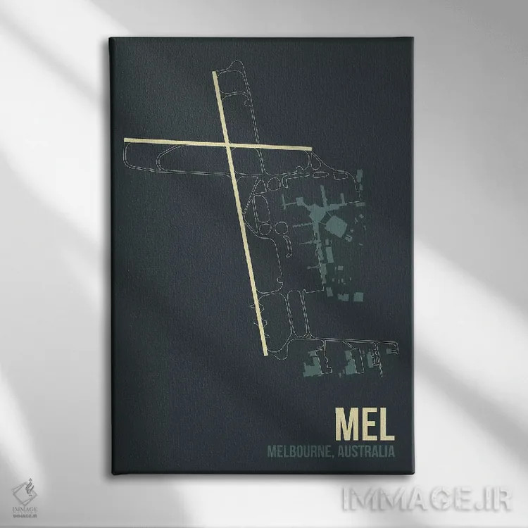 تابلو دکوراتیو نقشه MEL، ملبورن اثر ۰۸ لفت - نمای روبهرو روی دیوار