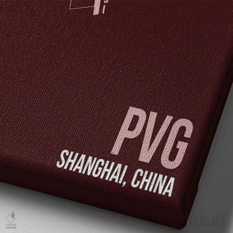 تابلو دکوراتیو نقشه PVG، شانگهای اثر ۰۸ لفت - نمای نزدیک بافت بوم
