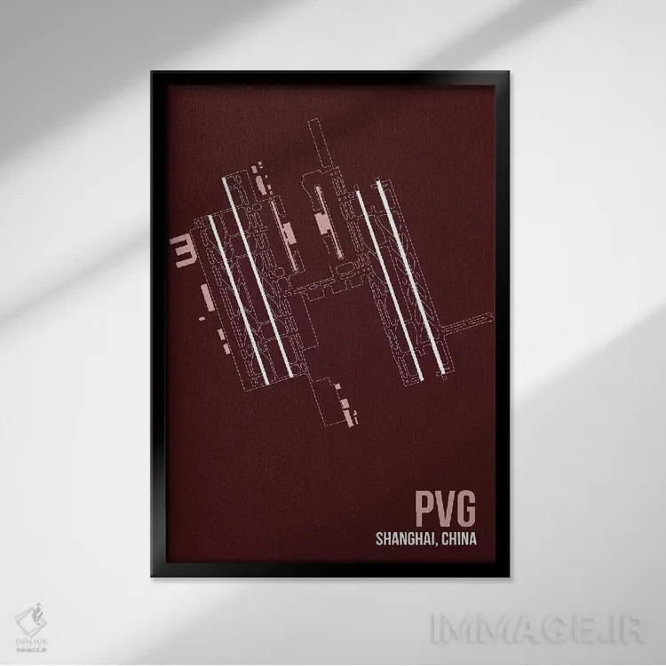 تابلو دکوراتیو نقشه PVG، شانگهای اثر ۰۸ لفت - نمای قابدار مشکی
