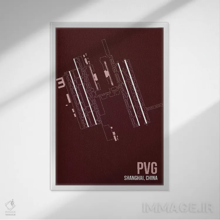 تابلو دکوراتیو نقشه PVG، شانگهای اثر ۰۸ لفت - نمای قابدار سفید