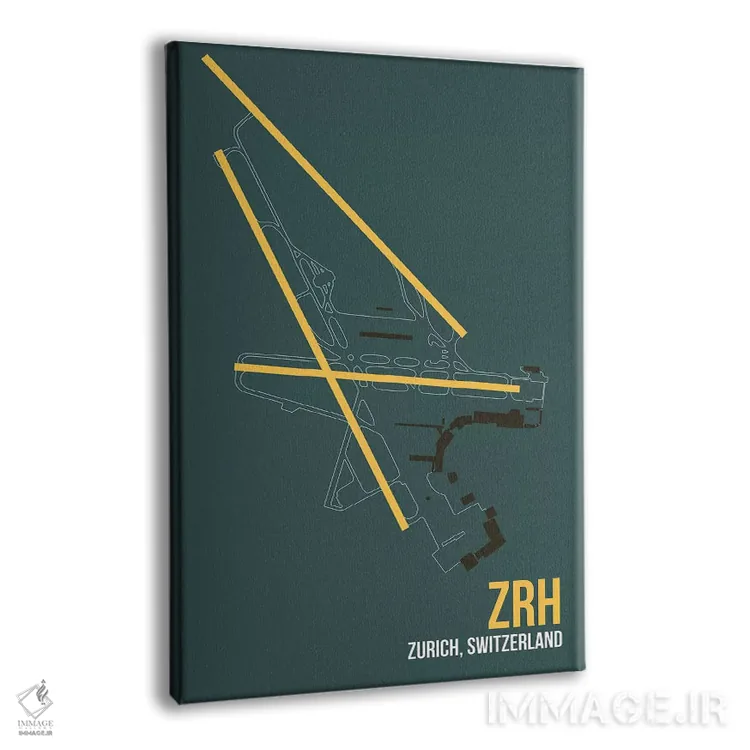 تابلو دکوراتیو نقشه ZRH، زوریخ اثر ۰۸ لفت - نمای پرسپکتیو محصول