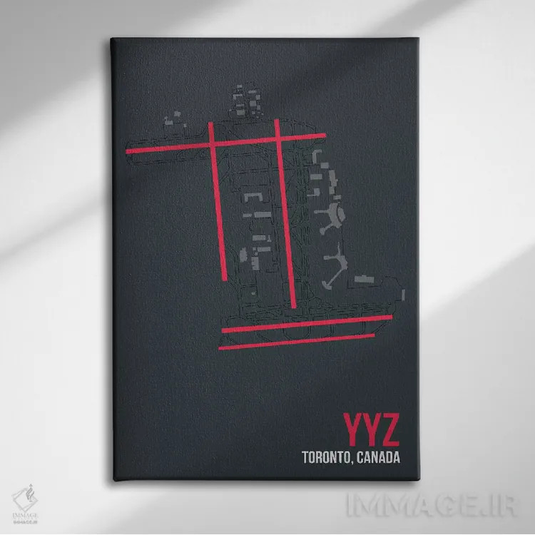 تابلو دکوراتیو نقشه YYZ، تورنتو اثر ۰۸ لفت - نمای روبهرو روی دیوار