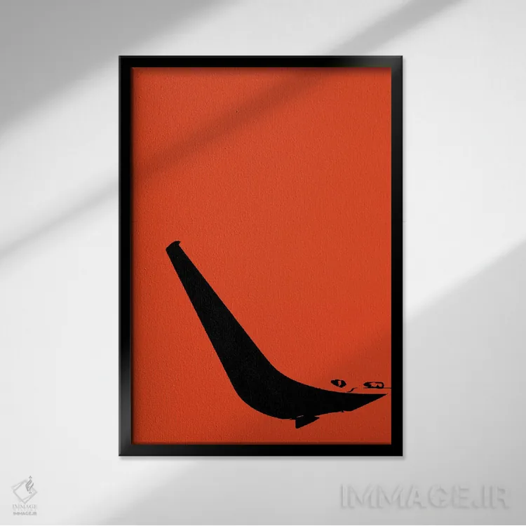 تابلو مینیمال بالچه هواپیما اثر ۰۸ لفت - نمای قابدار مشکی