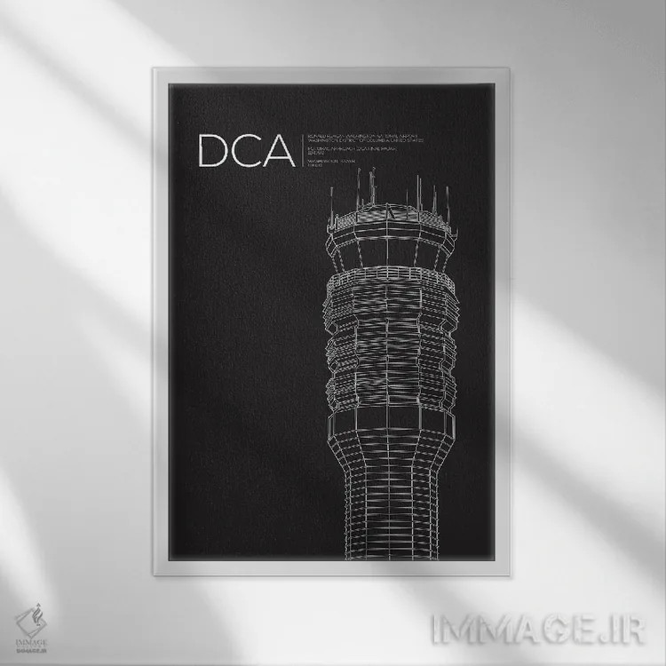 تابلو دکوراتیو برج مراقبت فرودگاه DCA، واشینگتن دی سی اثر ۰۸ لفت - نمای قابدار سفید