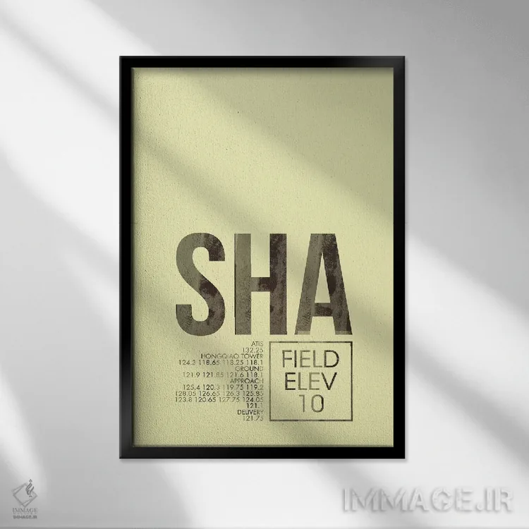 تابلو دکوراتیو شانگهای هونگچیائو اثر ۰۸ لفت - نمای قابدار مشکی