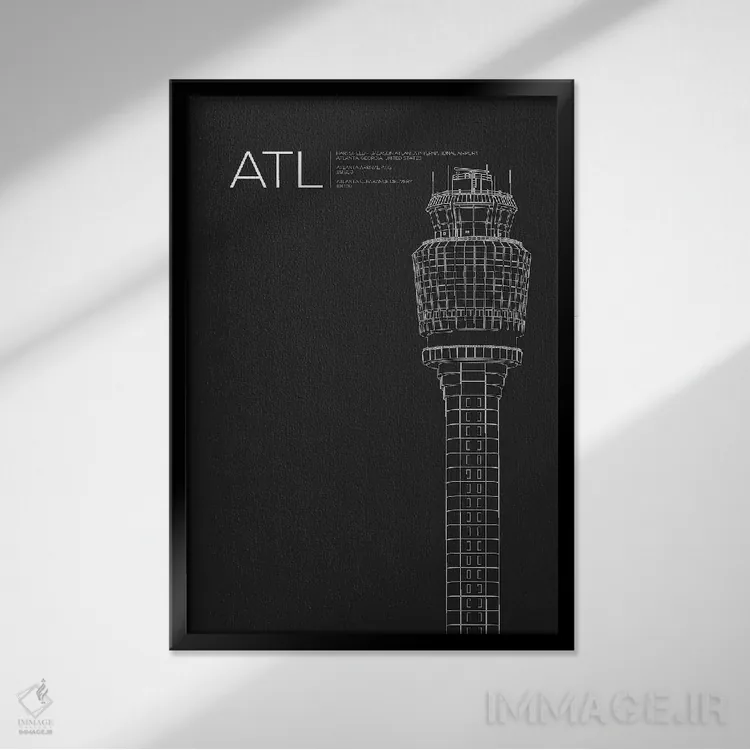 تابلو دکوراتیو آتلانتا اثر ۰۸ لفت - نمای قابدار مشکی