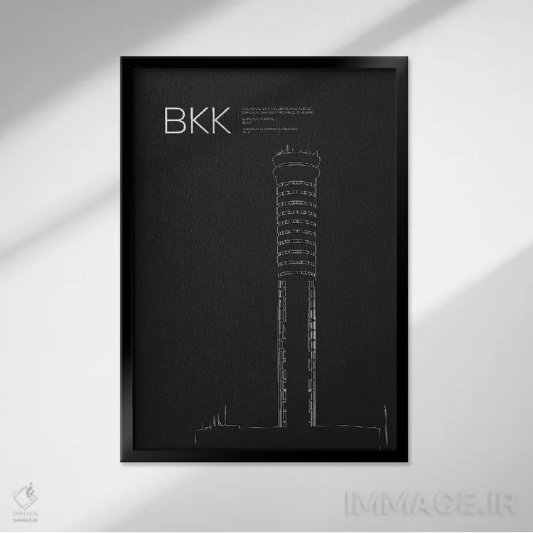 تابلو دکوراتیو بانکوک اثر ۰۸ لفت - نمای قابدار مشکی