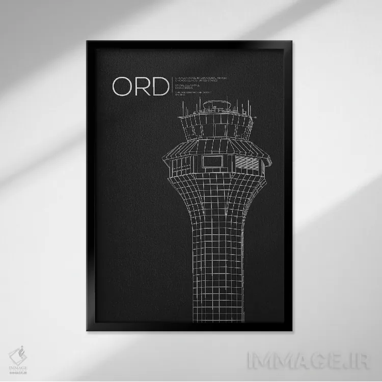 تابلو دکوراتیو شیکاگو اثر ۰۸ لفت - نمای قابدار مشکی