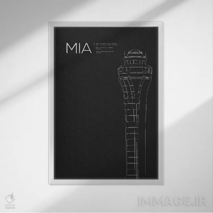 تابلو دکوراتیو میامی اثر ۰۸ لفت - نمای قابدار سفید