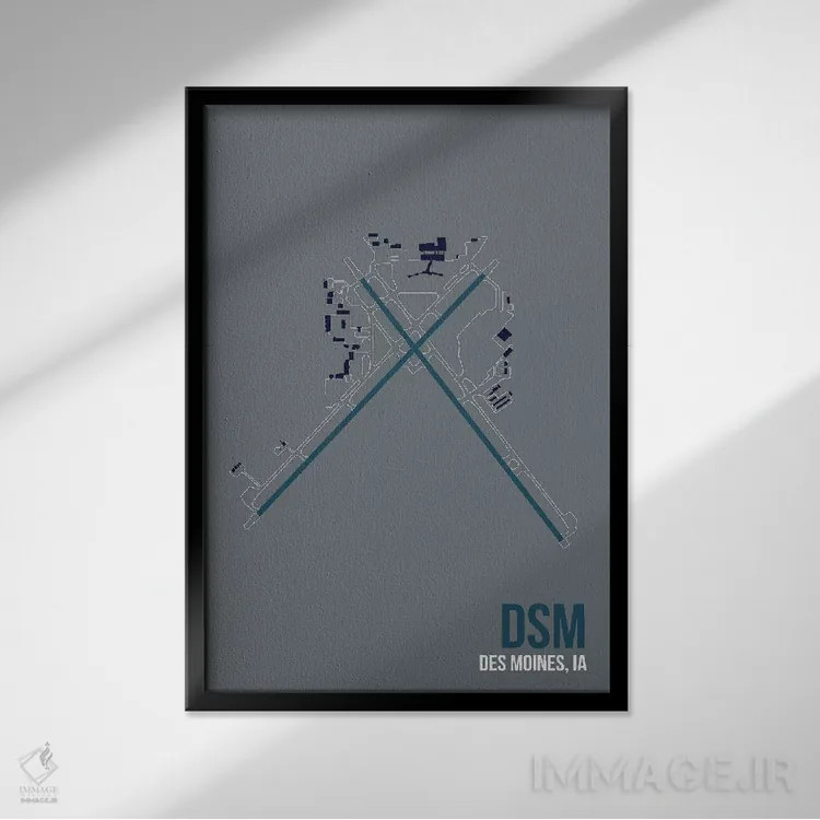 تابلو دکوراتیو دس موینز اثر ۰۸ لفت - نمای قابدار مشکی