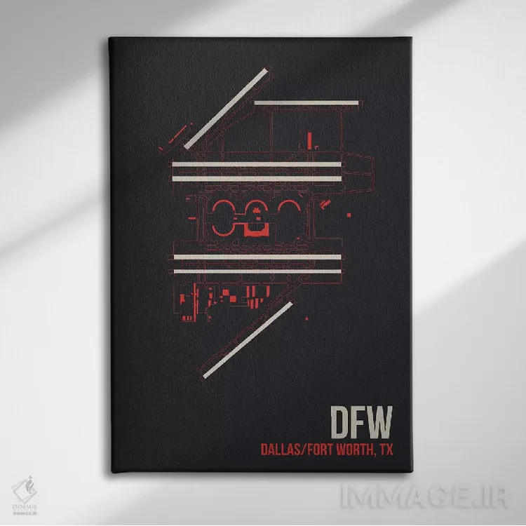 تابلو دکوراتیو دالاس / فورت ورث اثر ۰۸ لفت - نمای روبهرو روی دیوار