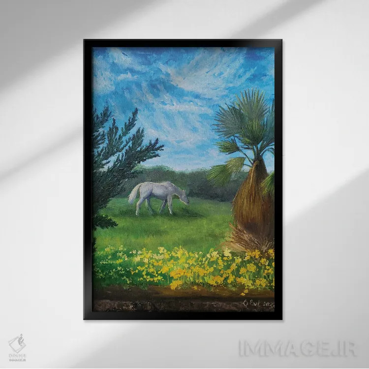 تابلو دکوراتیو یک روز زیبای بهشتی در بهشت من اثر اوکسانا افتیه وا - نمای قابدار مشکی