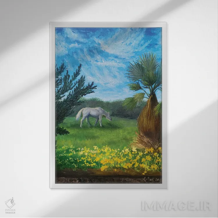 تابلو دکوراتیو یک روز زیبای بهشتی در بهشت من اثر اوکسانا افتیه وا - نمای قابدار سفید