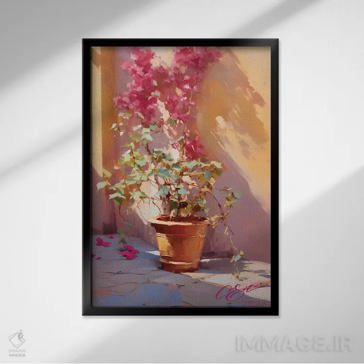 تابلو دکوراتیو سرخوشی گل کاغذی اثر اوکسانا افتیه وا - نمای قابدار مشکی