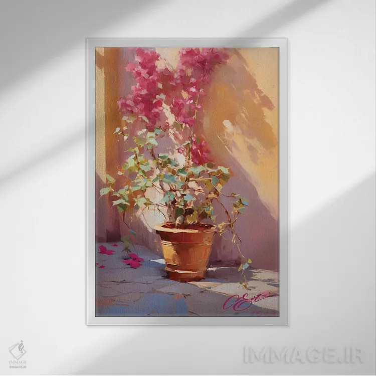 تابلو دکوراتیو سرخوشی گل کاغذی اثر اوکسانا افتیه وا - نمای قابدار سفید
