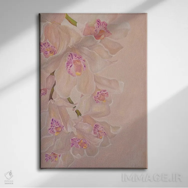 تابلو دکوراتیو ارکیده های لطیف اثر الگا ولنا - نمای روبهرو روی دیوار