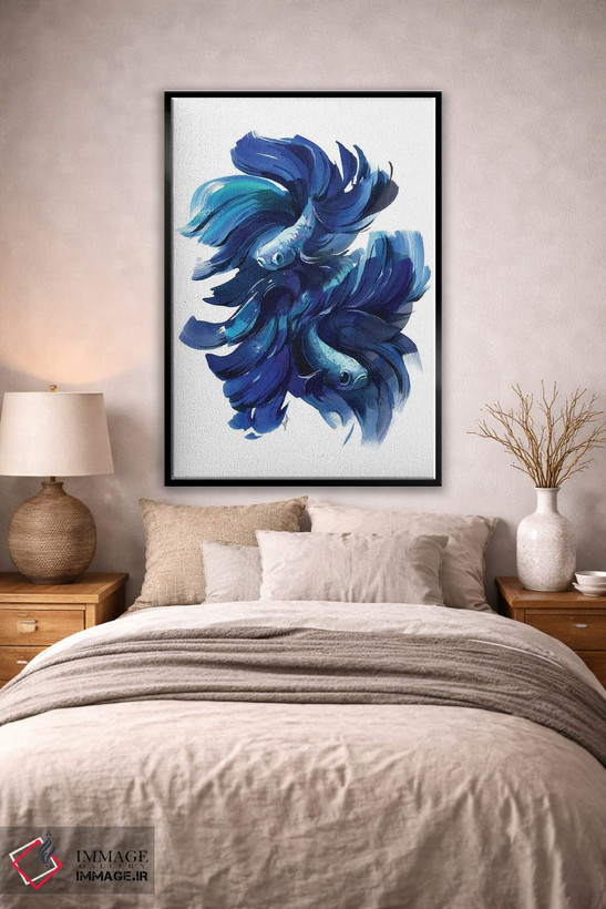 تابلو دکوراتیو ماهی ها در آبی اثر الگا آکسنوا - D2B