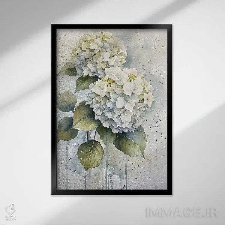 تابلو دکوراتیو هورتنزیا اثر الگا ولنا - نمای قابدار مشکی