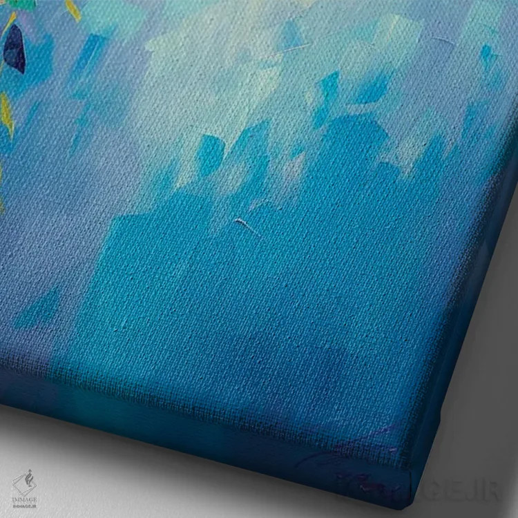 تابلو دکوراتیو شاخه ی گلیسینیا اثر الگا ولنا - نمای نزدیک بافت بوم