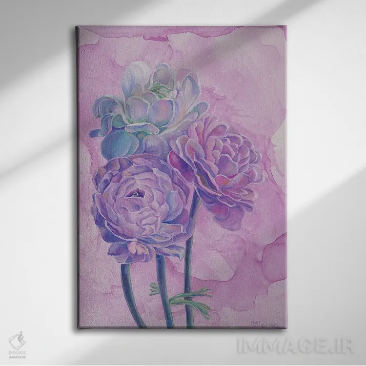 تابلو دکوراتیو رزهای یاسی اثر الگا ولنا - نمای روبهرو روی دیوار