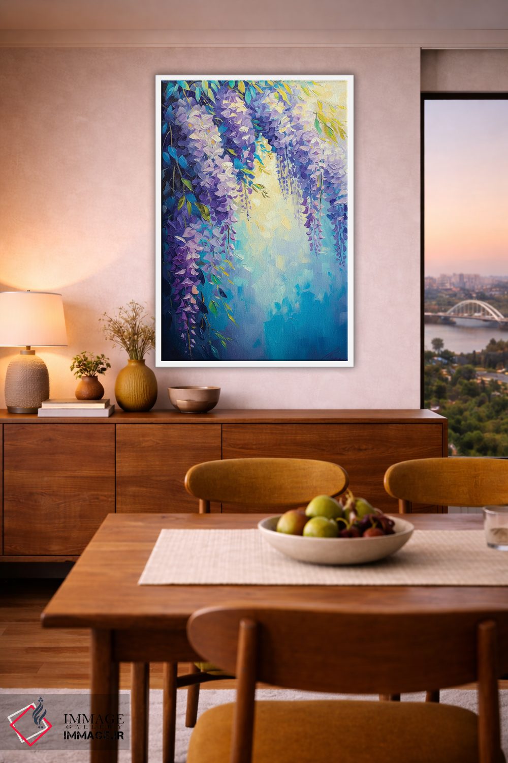 تابلو دکوراتیو شاخه ی گلیسینیا اثر الگا ولنا - D6W