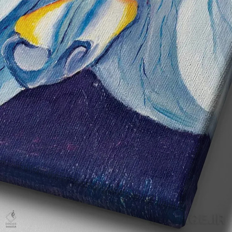 تابلو دکوراتیو ارکیده ی آبی اثر الگا ولنا - نمای نزدیک بافت بوم