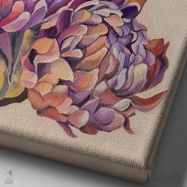 تابلو دکوراتیو کوکب های بنفش اثر الگا ولنا - نمای نزدیک بافت بوم