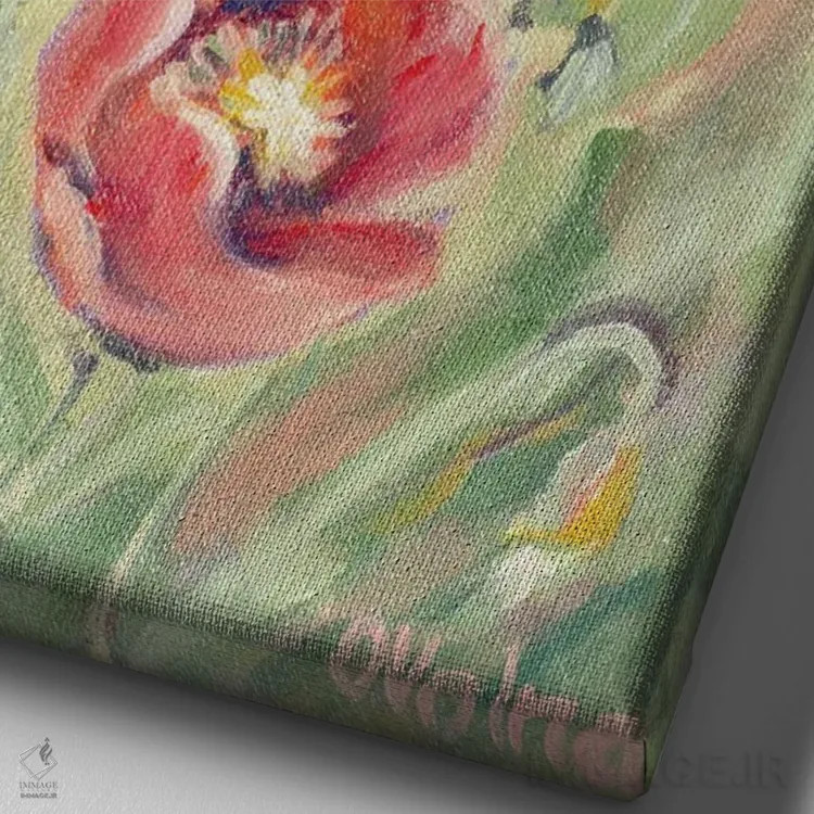تابلو دکوراتیو شقایق ها اثر الگا ولنا - نمای نزدیک بافت بوم