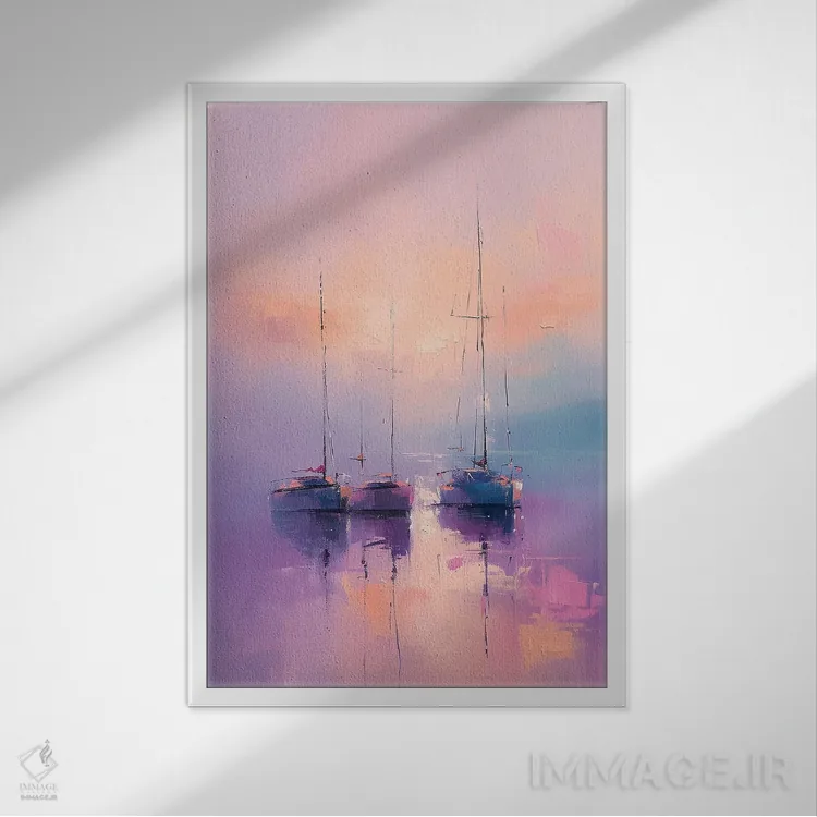 تابلو دکوراتیو آواز بادبان ها اثر الگا ولنا - نمای قابدار سفید